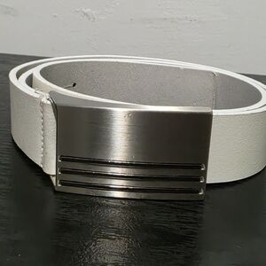 Aldo White Belt with Modern Silver Buckle